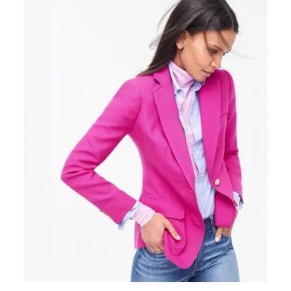 J.CREW Rhodes Wool Fuscia Pink Blazer Size 00 ~ New No Tags - Picture 4 of 9